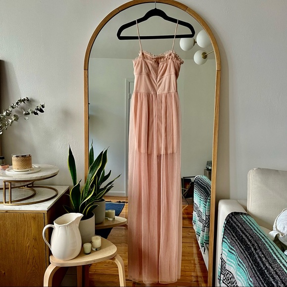 Blithe Powder Pink Tulle Maxi Corset Dress with Shorts - Picture 5 of 8